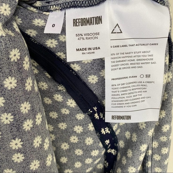 Reformation Navy Polka Dot Midi Dress Sz 0 - Picture 8 of 8